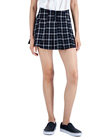 Juniors' Pleated Plaid Micro-Mini Skirt  