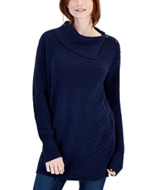 Women's Ribbed Button Tunic Sweater Created for Macy's