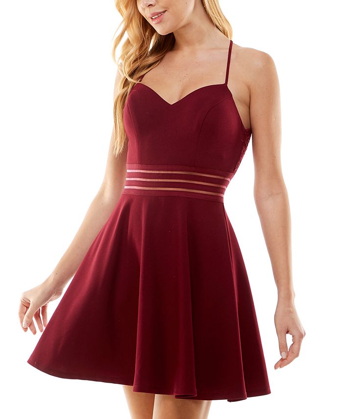 City Studios Junior's Lace Up Back Fit & Flare Dress Purple Size 0 main image 1