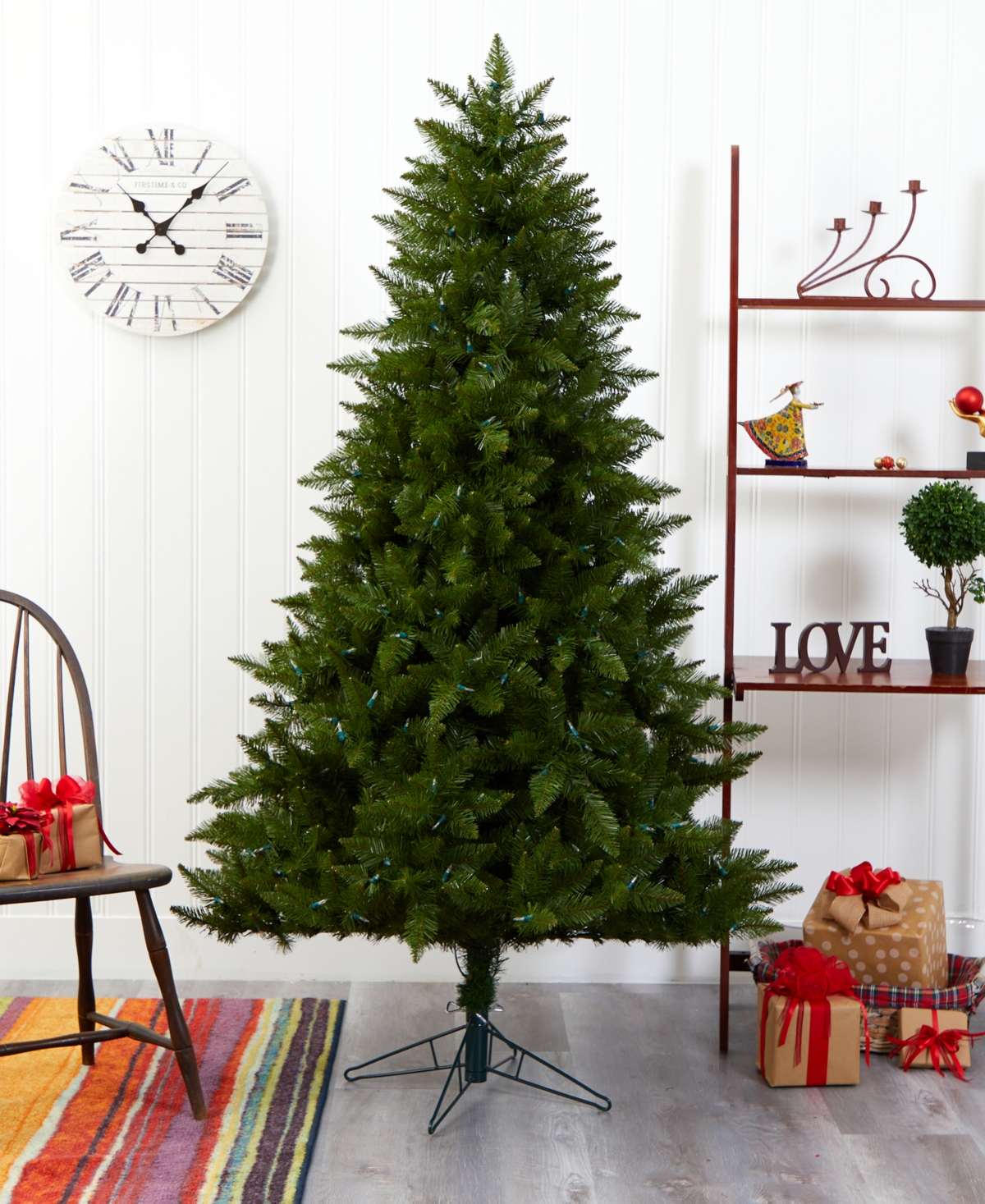 Vermont Spruce Artificial Christmas Tree with Lights with Bendable Branches,