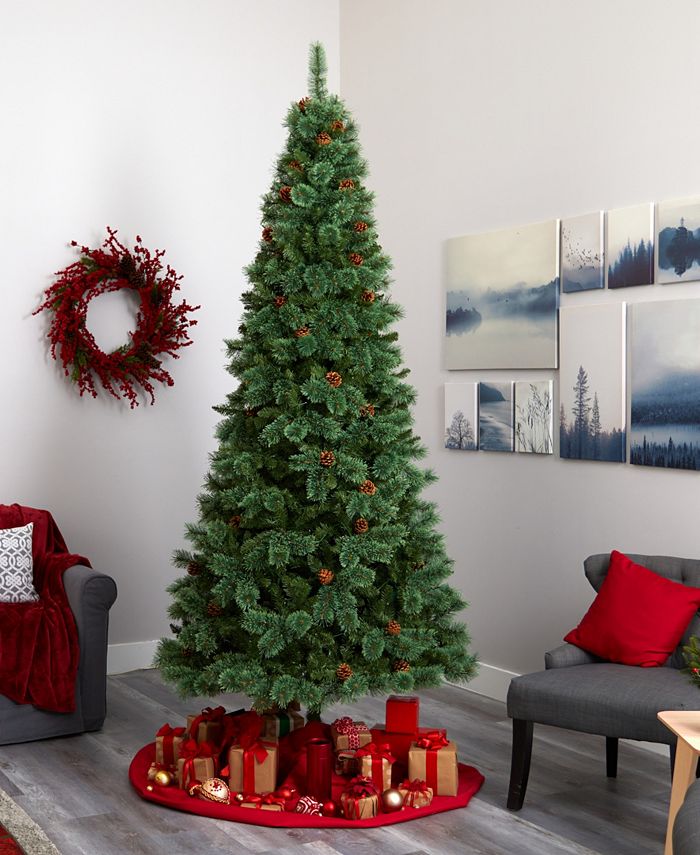 Nearly Natural Mountain Pine Artificial Christmas Tree with Lights and ...