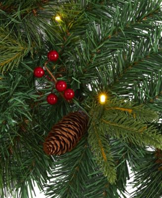 Mixed Pine Artificial Christmas Garland with Lights, Berries and Pinecones, 72"