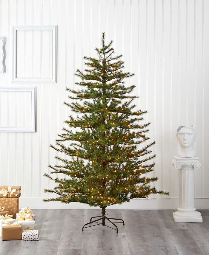 Nearly Natural Vancouver Mountain Pine Artificial Christmas Tree with Lights and Bendable