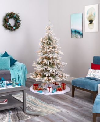 Flocked West Virginia Spruce Artificial Christmas Tree with Lights and Bendable Branches, 72"