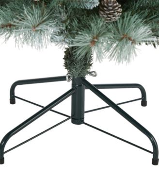 Frosted Tip British Columbia Mountain Pine Artificial Christmas Tree with Lights, Pine Cones Bendable Branches, 72"