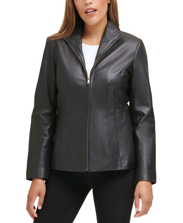 Cole Haan Women s Petite Leather Coat Macy s