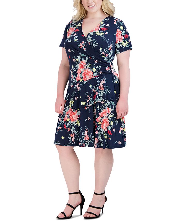 Robbie Bee Plus Size Tiered Asymmetrical Dress - Macy's