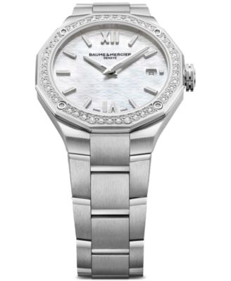 Women's Swiss Riviera Diamond (1/5 ct. t.w.) Stainless Steel Steel Bracelet Watch 36mm