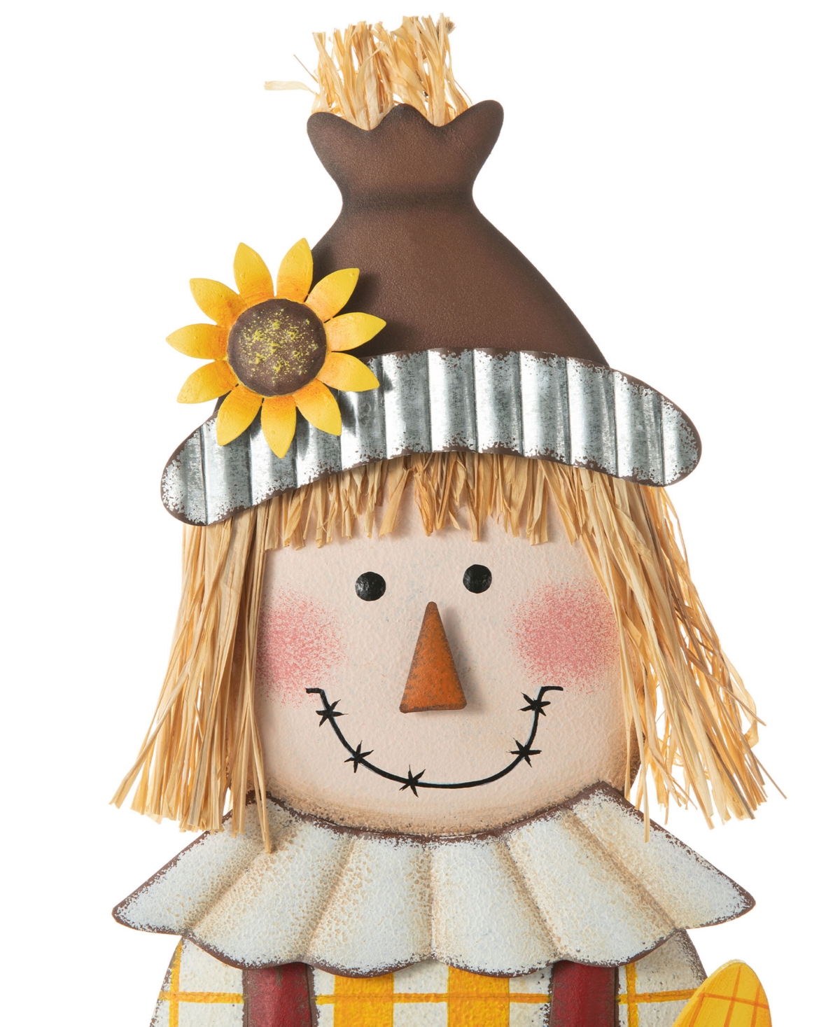 Glitzhome Metal Scarecrow Yard Stake Standing Hanging Sign,