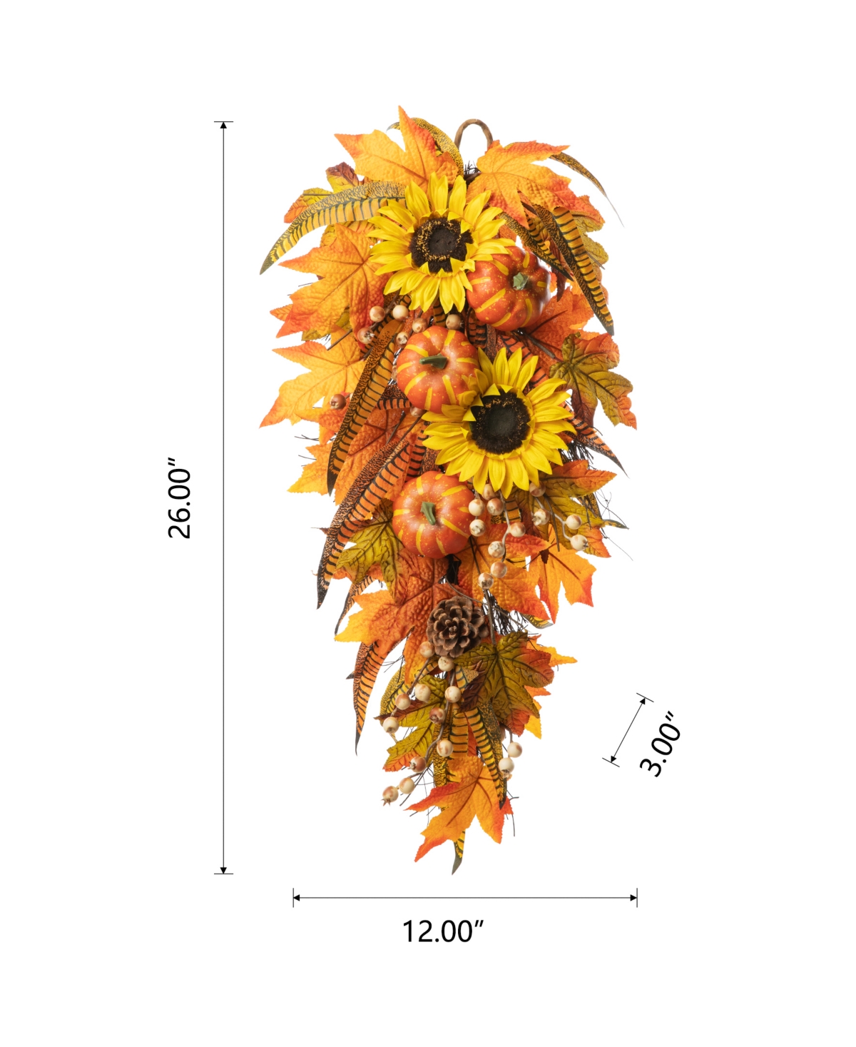 Glitzhome SunflowerLeaf Swag, - Pumpkin