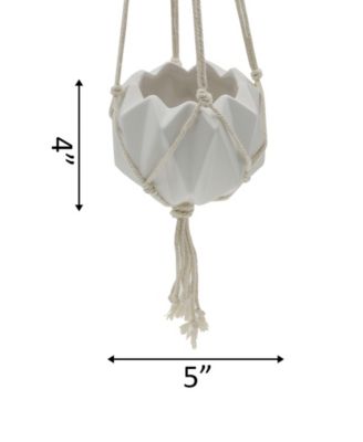 Ceramic Macrame Hanging Planter, 5" x 5"