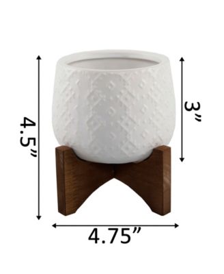 Indian Ceramic Planter on Stand, 4.75"
