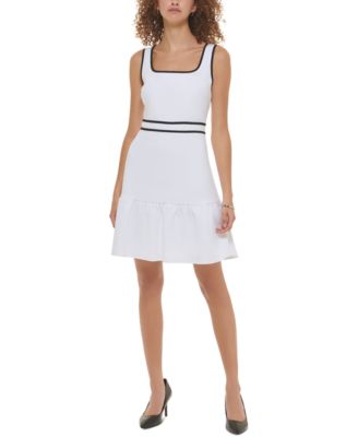 KARL LAGERFELD PARIS - Women's Contrast-Trim A-Line Dress