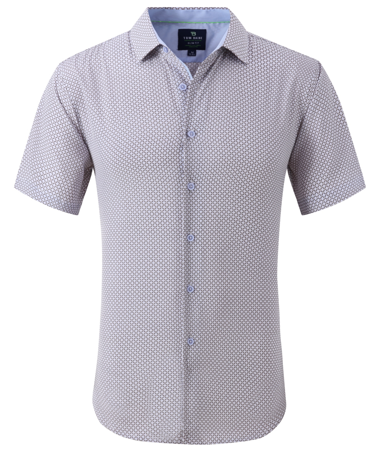 Men's Slim Fit Short Sleeve Performance Button Down Dress Shirt - White