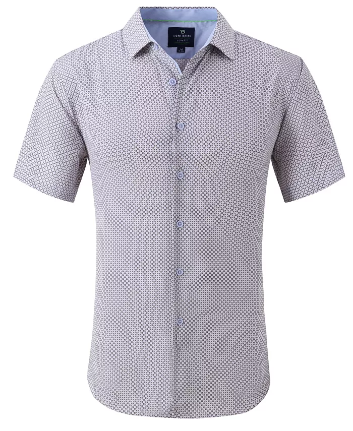 Men's Slim Fit Short Sleeve Performance Button Down Dress Shirt
