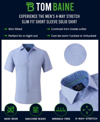 Men's Slim Fit Short Sleeve Performance Button Down Dress Shirt