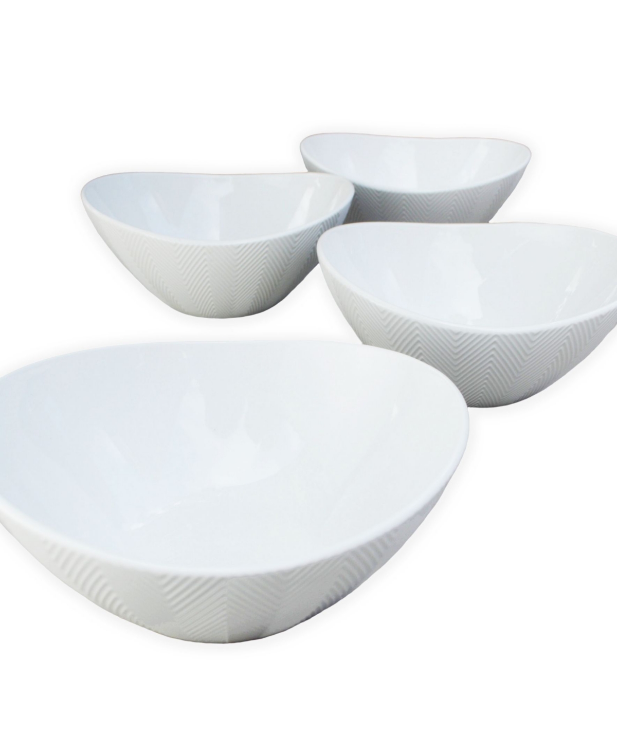 Euro Ceramica Highlands Serving Bowl Set, 4 Piece In White