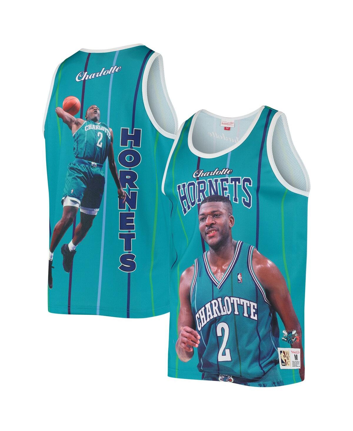 Mitchell & Ness Men's  Larry Johnson Teal Charlotte Hornets Hardwood Classics Player Tank Top In Teal