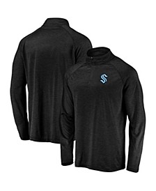 Men's Branded Black Seattle Kraken Primary Logo Quarter-Zip Pullover Fleece Jacket
