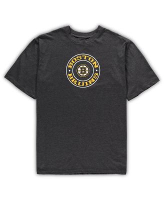 Men's Black, Heathered Charcoal Boston Bruins Big and Tall T-shirt and Shorts Sleep Set