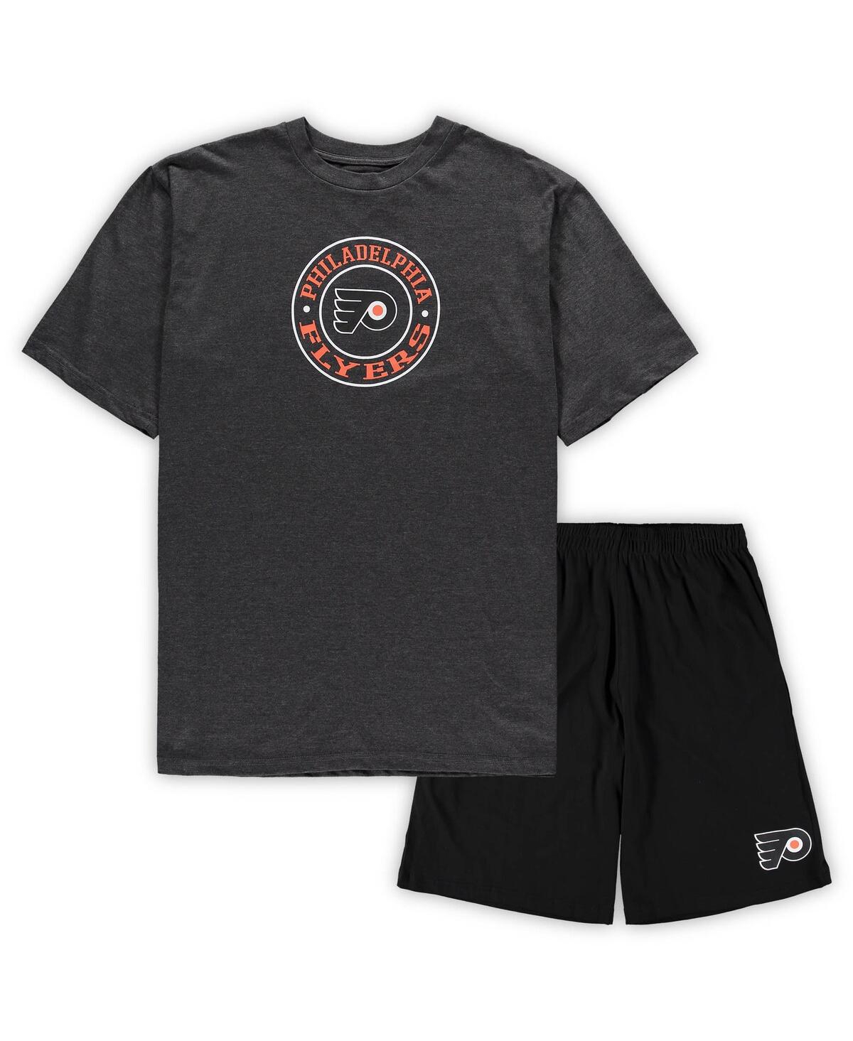 Concepts Sport Men's  Black, Heathered Charcoal Philadelphia Flyers Big And Tall T-shirt And Shorts S In Black,heathered Charcoal
