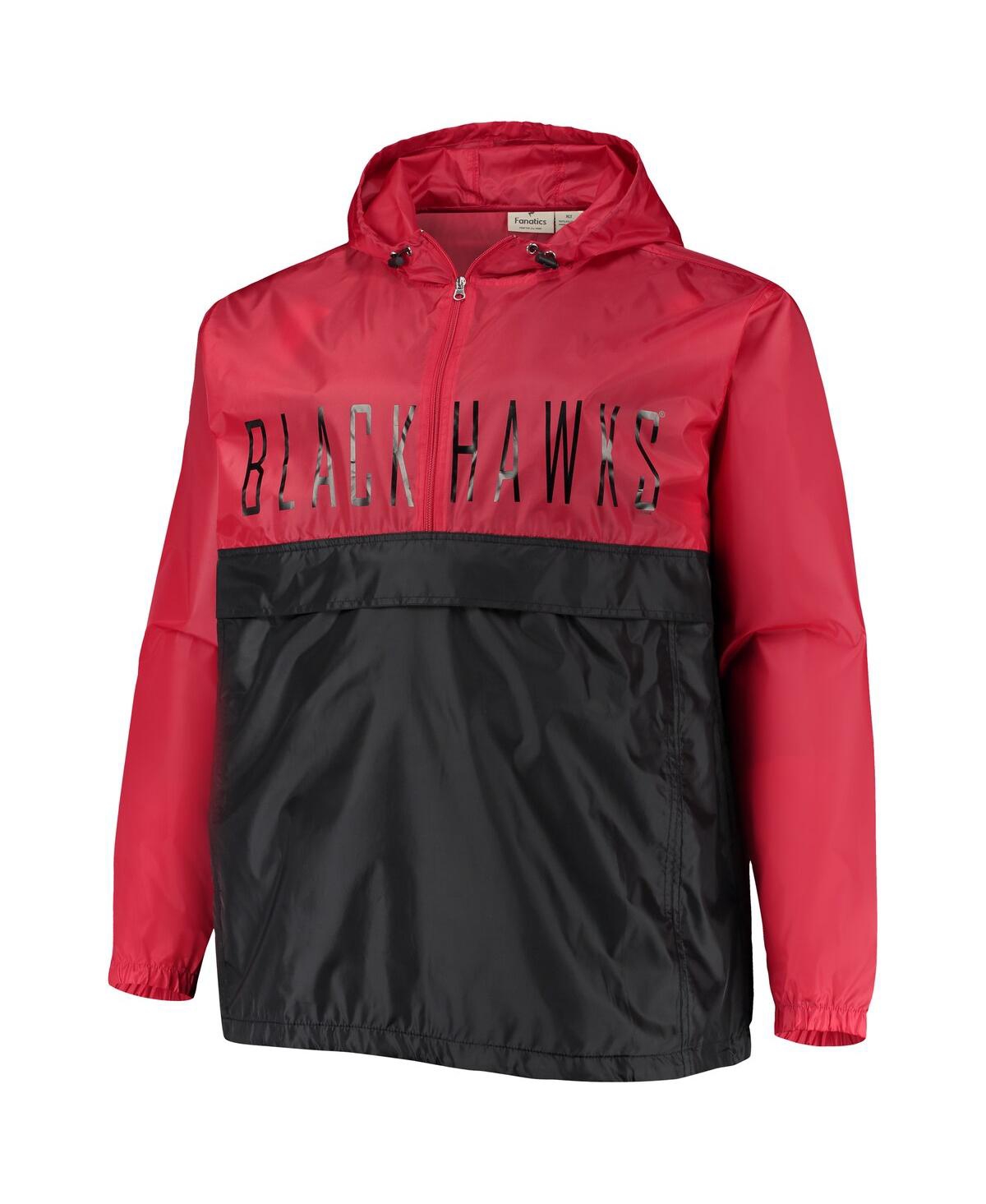 Profile Men's Red Chicago Blackhawks Big And Tall Anorak Half-zip Pullover Hoodie In Red