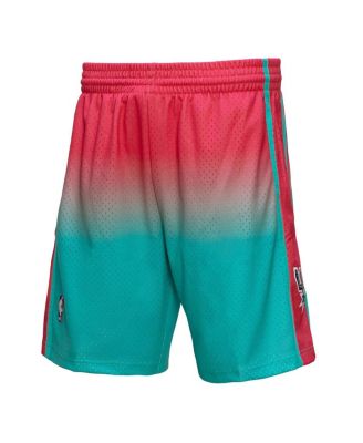 Men's Pink and Teal San Antonio Spurs 1998/99 Hardwood Classics Fadeaway Reload 3.0 Swingman Shorts