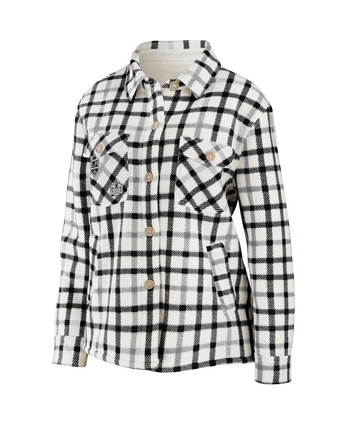 WEAR by Erin Andrews Women's Oatmeal Los Angeles Kings Plaid Button-Up ...