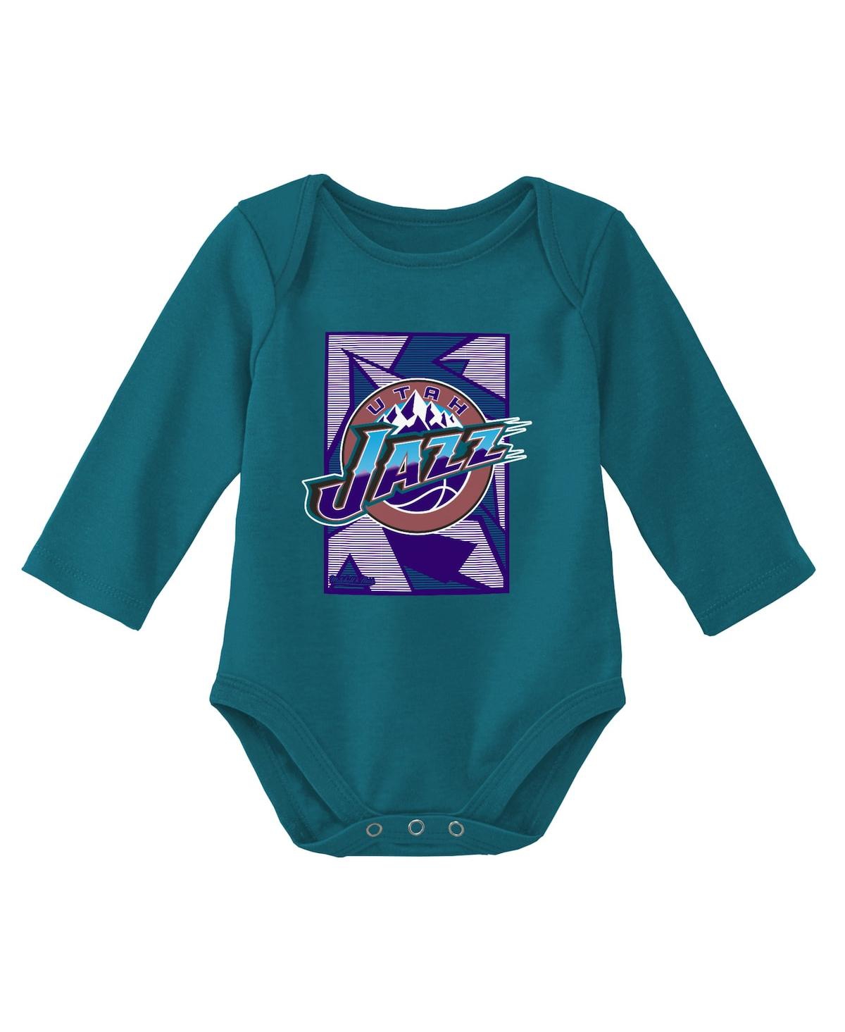 Mitchell & Ness Infant Boys And Girls  Purple, Teal Utah Jazz Hardwood Classics Bodysuits And Cuffed In Purple,teal