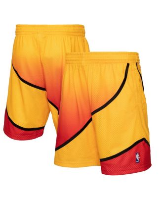 Men's Gold and Red Atlanta Hawks 1986/87 Hardwood Classics Fadeaway Reload 3.0 Swingman Shorts