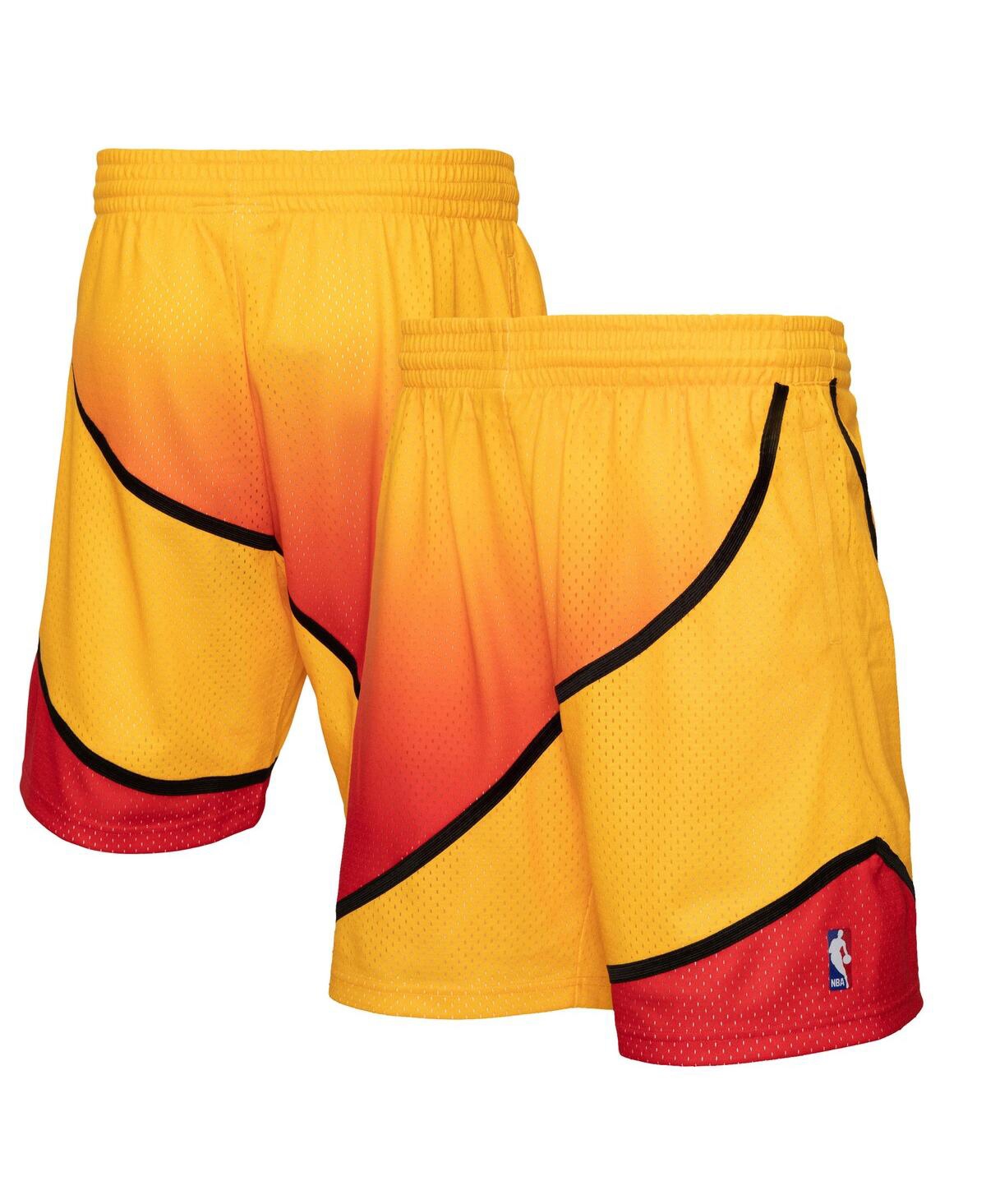 Men's Mitchell & Nessand Red Atlanta Hawks 1986/87 Hardwood Classics Fadeaway Reload 3.0 Swingman Shorts - Gold, Red
