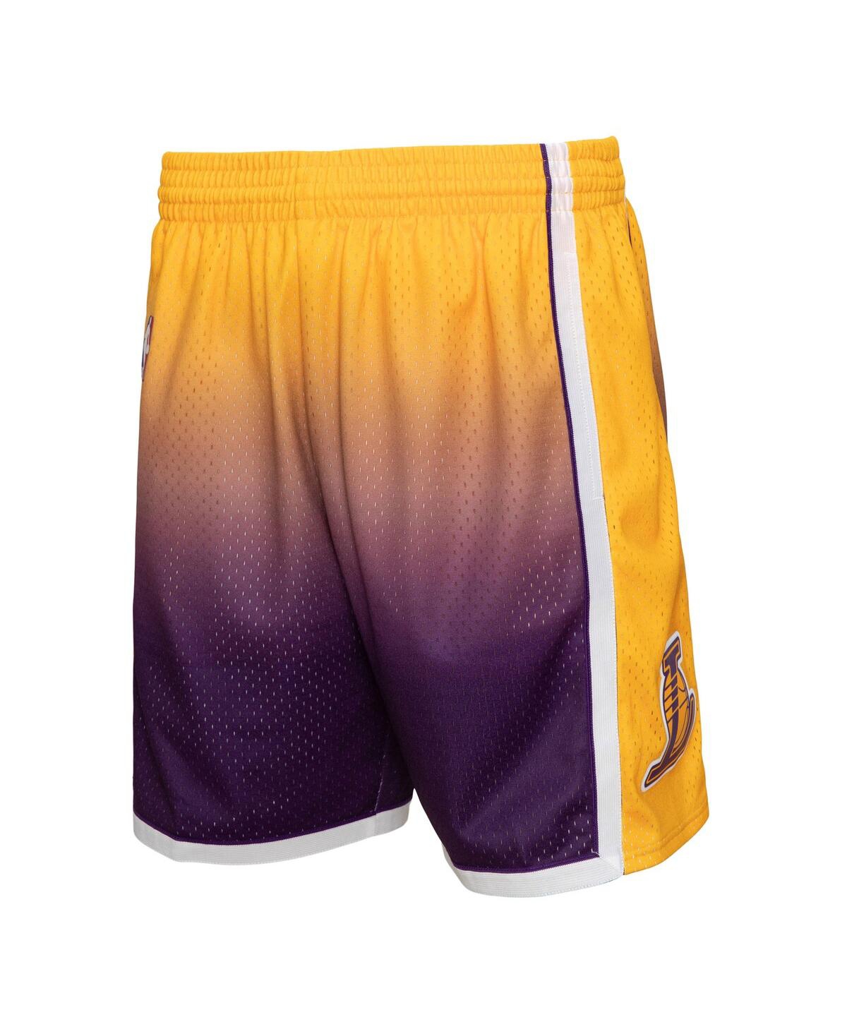 Men's Mitchell & Nessand Purple Los Angeles Lakers 2009/10 Hardwood Classics Fadeaway Reload 3.0 Swingman Shorts - Gold, Purple