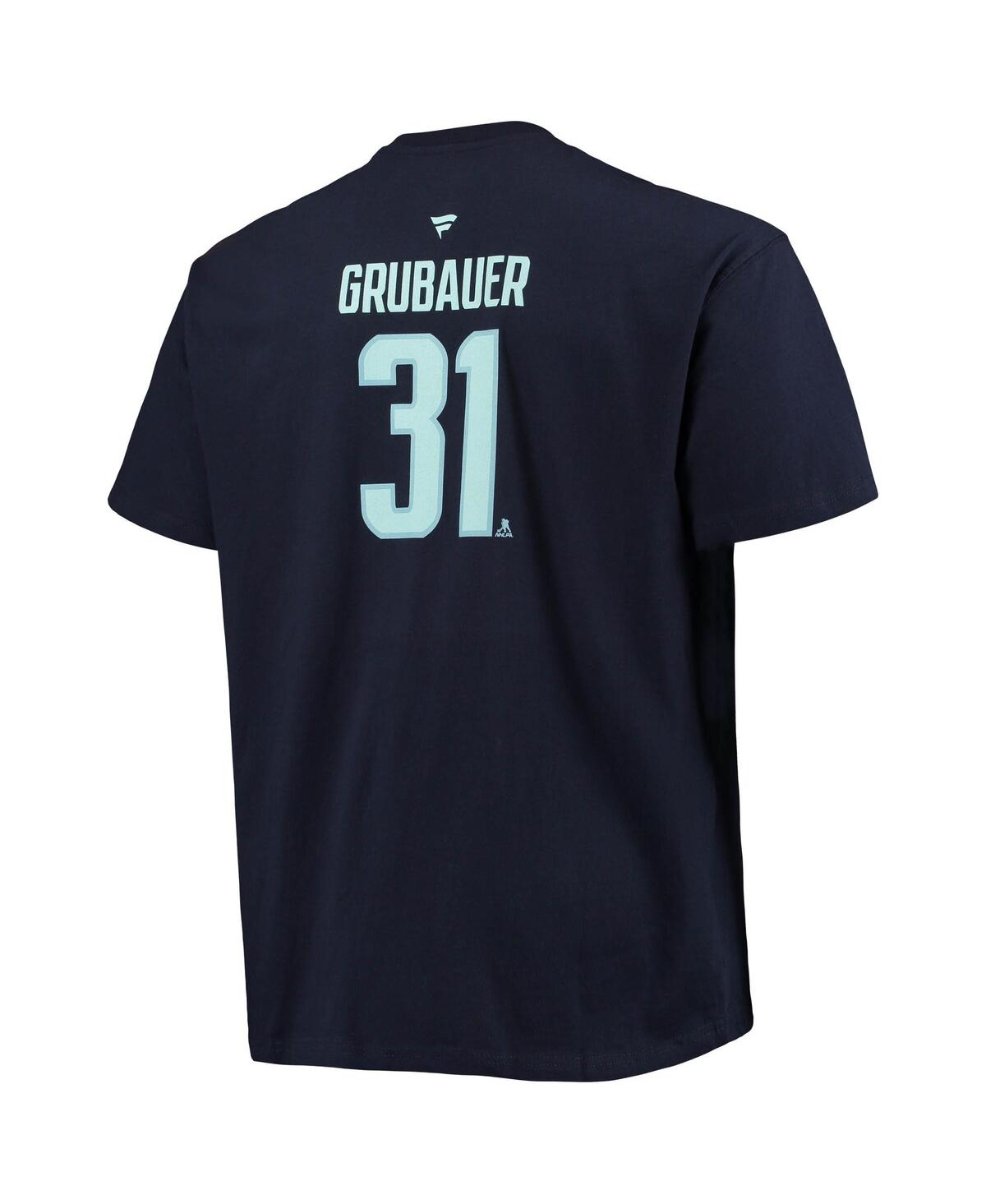 Shop Fanatics Men's  Philipp Grubauer Deep Sea Blue Seattle Kraken Big And Tall Name Number T-shirt