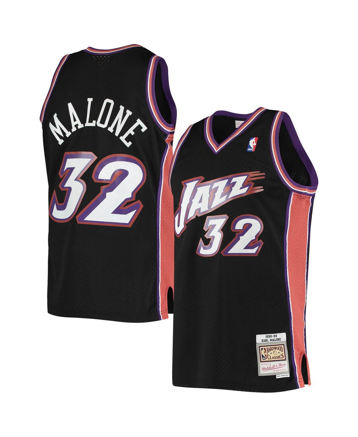 Mitchell & Ness Men's Karl Malone Purple Utah Jazz Hardwood Classics Team Name & Number T-Shirt - Purple