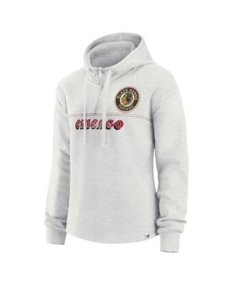 Women's Ash Chicago Blackhawks True Classics Legacy Quarter-Zip Hoodie