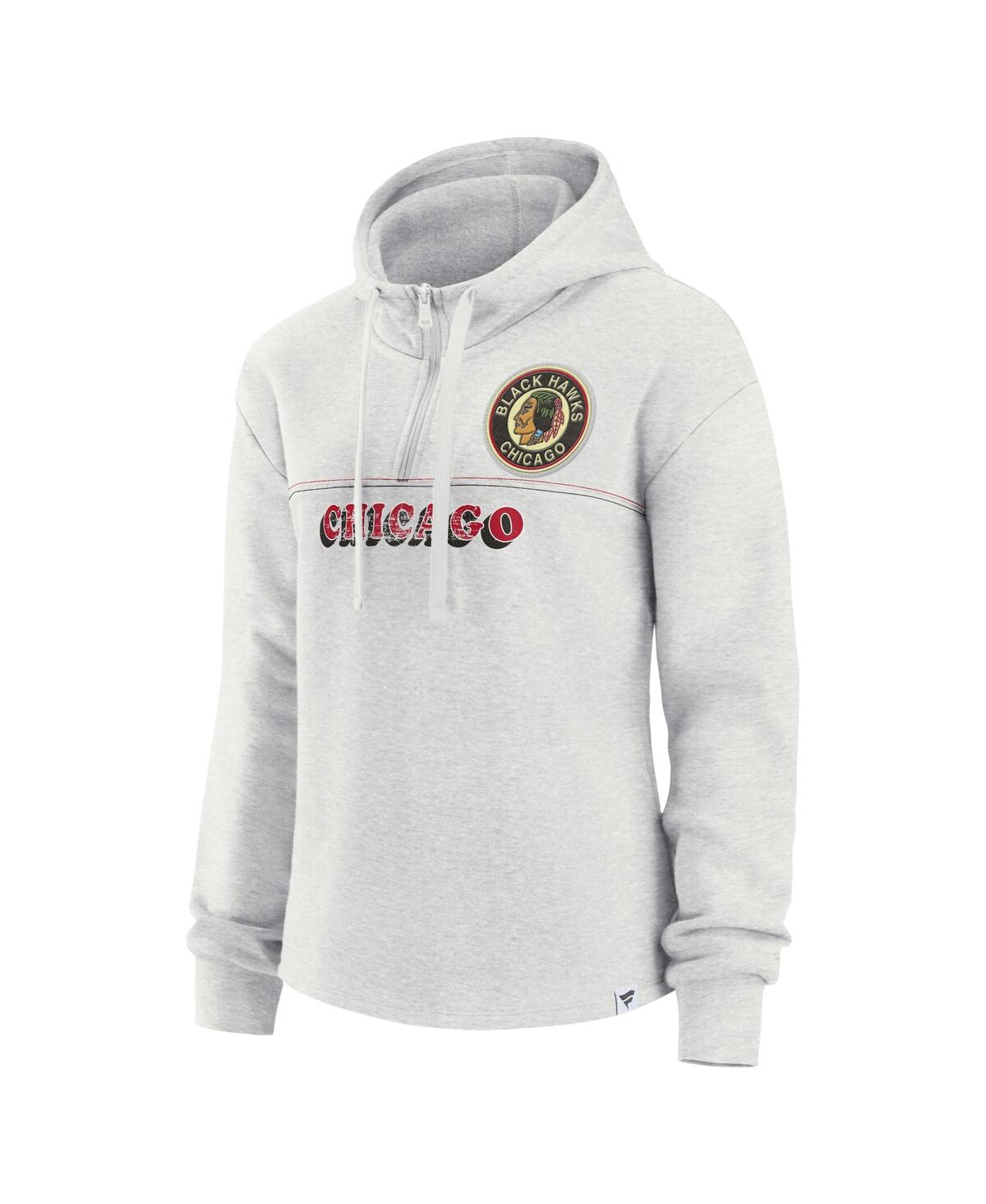 Fanatics Women's  Ash Chicago Blackhawks True Classics Legacy Quarter-zip Hoodie In Ash