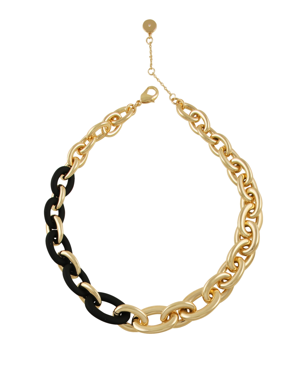 Vince Camuto Two-tone Gold And Black Link Necklace In Gold-tone,black