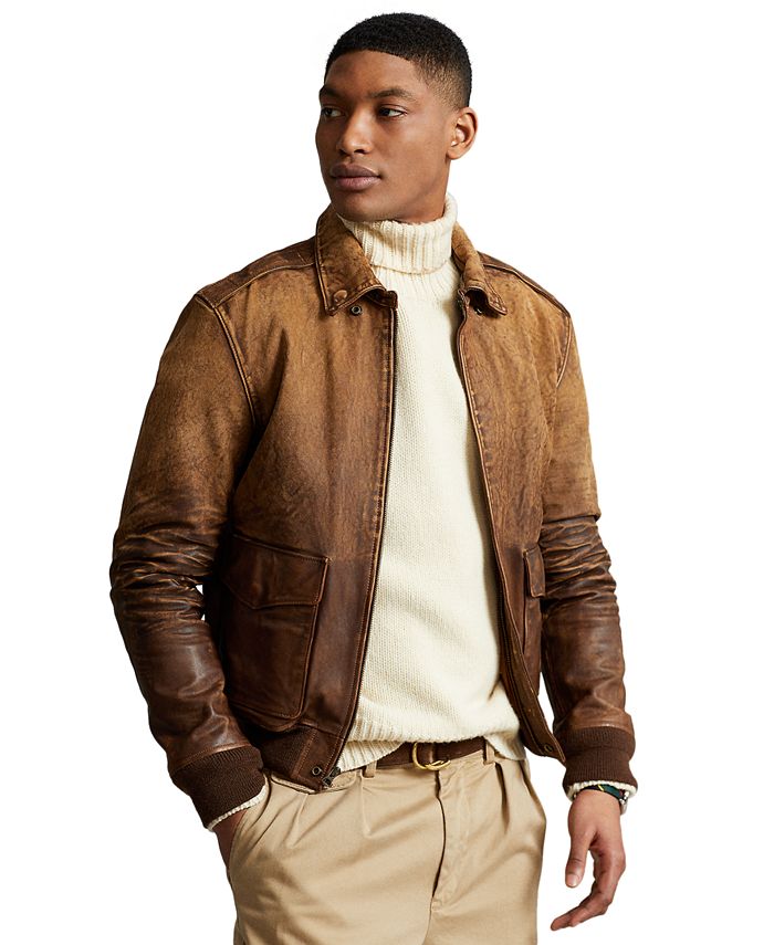 Polo Ralph Lauren Men's Leather Flight Jacket & Reviews - Coats & Jackets -  Men - Macy's