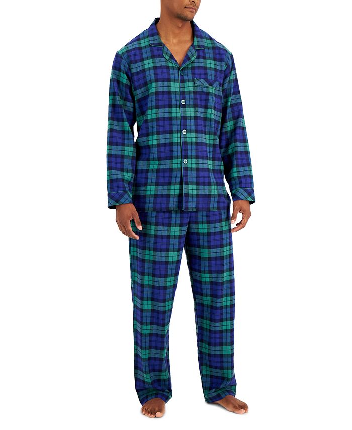 Family Pajamas Men's Matching Black Watch Plaid Family Pajama Set