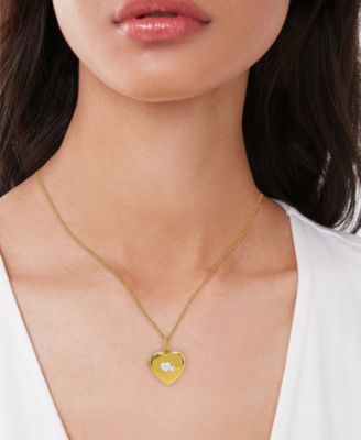 Diamond Heart Locket 18" Pendant Necklace (1/10 ct. t.w.) in 14k Gold-Plated Sterling Silver
