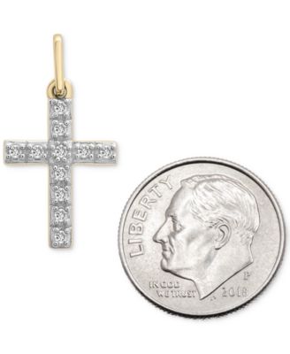 Diamond Cross Charm Pendant (1/20 ct. t.w.) in 10k Gold, Created for Macy's