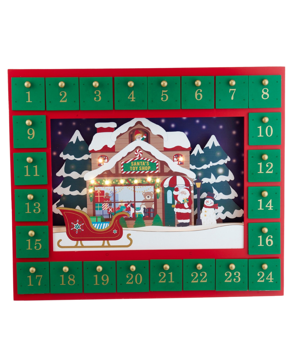 Kurt Adler Battery Operated Santa Toy Shop Advent Calendar In Multi