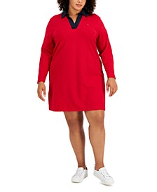 Plus Size Johnny-Collar Rugby Dress