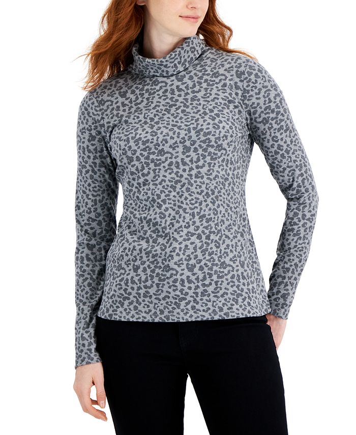 Style Co Women s Leopard Turtleneck Sweater Created for Macy s