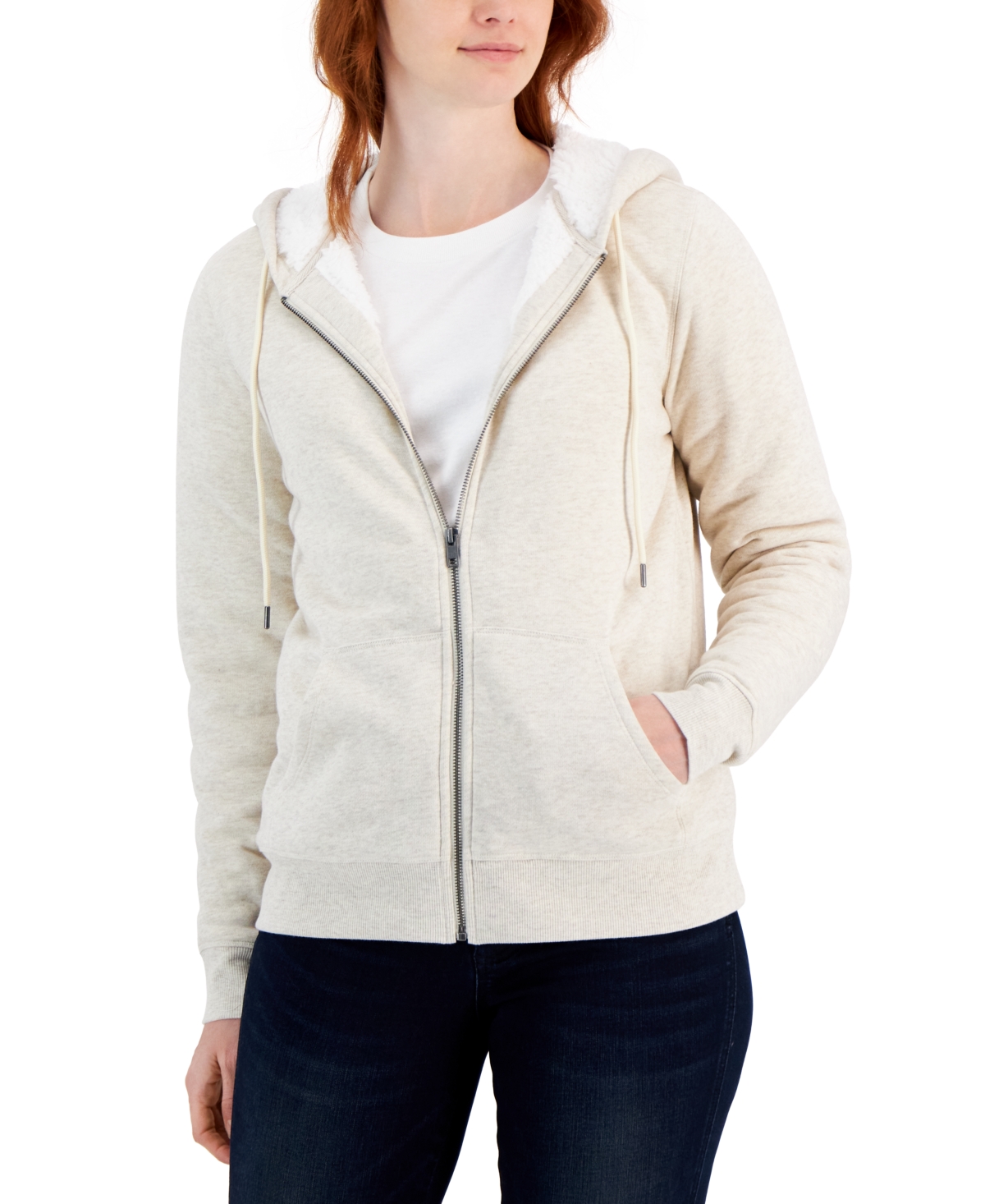  Style & Co Women's Sherpa Lined Zip-Up Hoodie, Created for Macy's