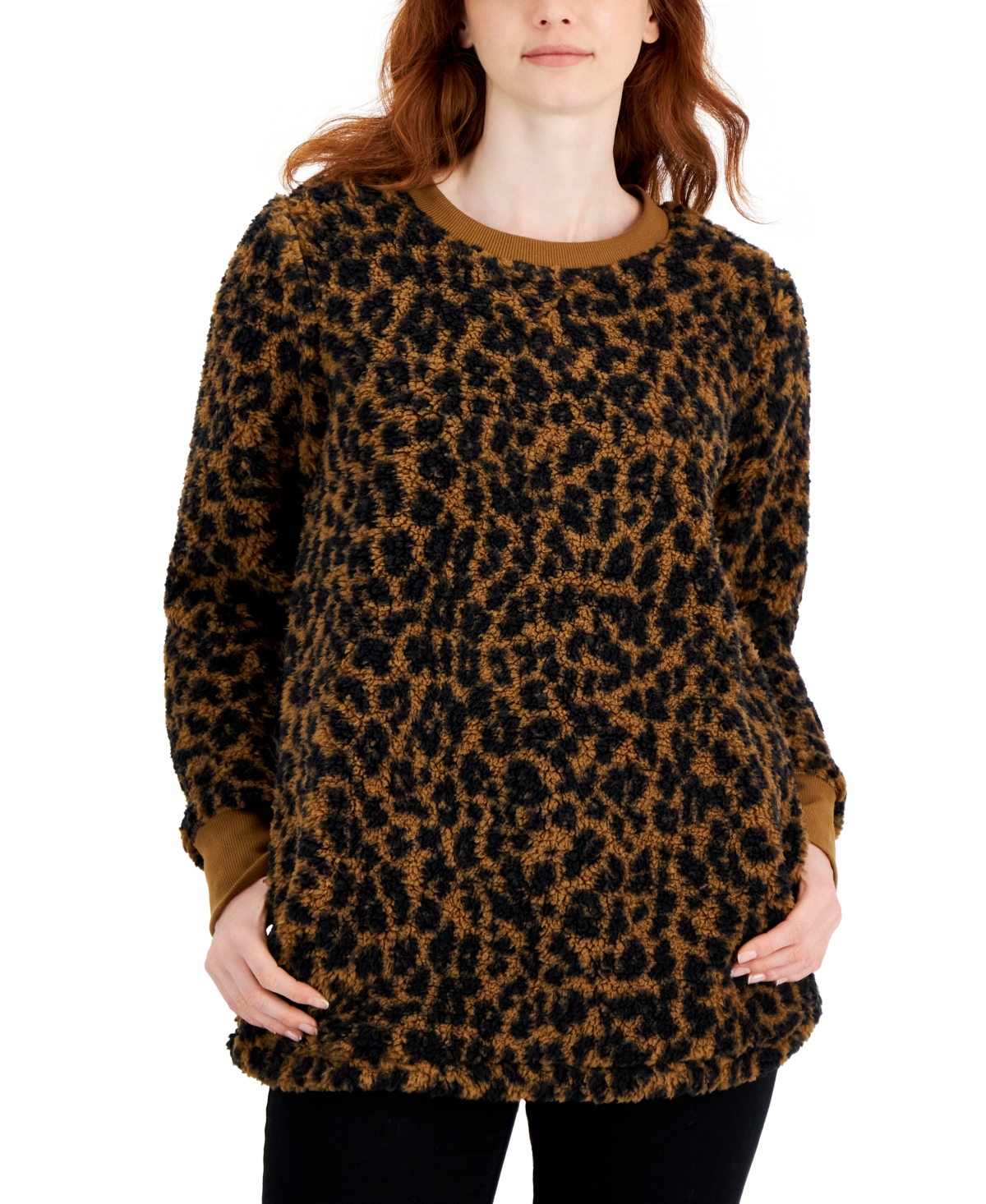  Style & Co Women's Printed Crewneck Fleece Tunic, Created for Macy's