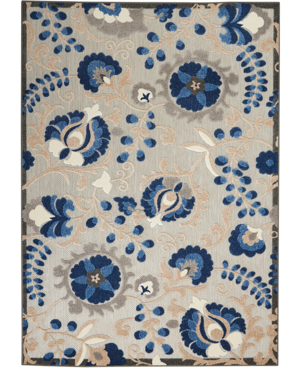 Nourison Home Aloha Alh17 5'3" X 7'5" Outdoor Area Rug In Beige,blue