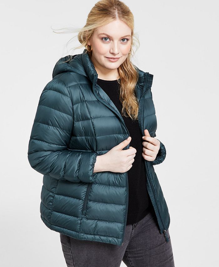 gør ikke Pind Egenskab Charter Club Women's Plus Size Hooded Packable Down Puffer Coat, Created  for Macy's - Macy's