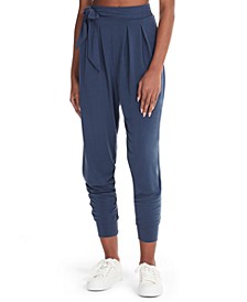 Marc New York Women's Performance  Sueded Jersey Paperbag Jogger with Belt Pants