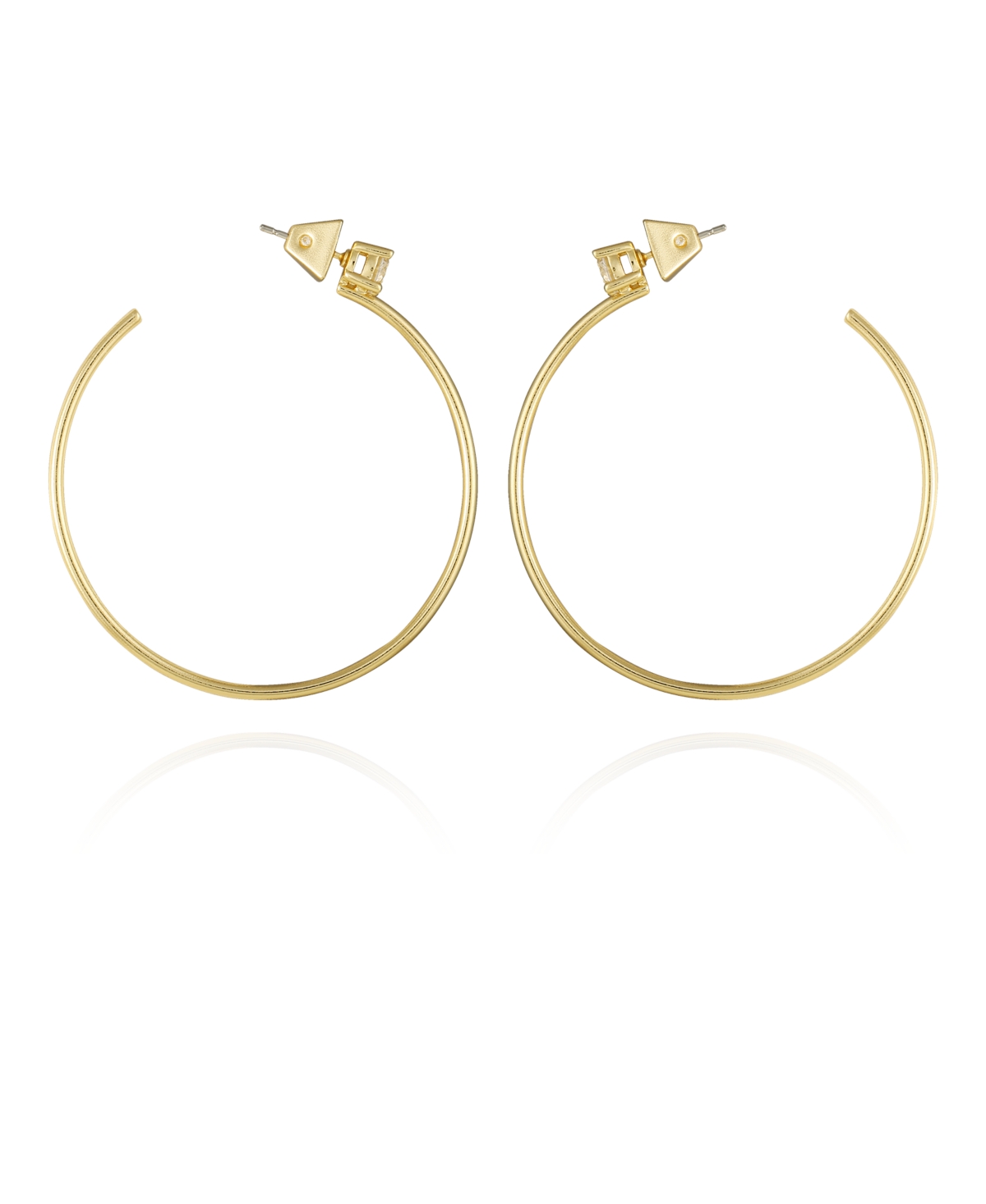 Gold-Tone Cubic Zirconia C Hoop Earrings - Gold-Tone, Crystal